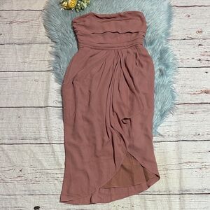 Express Taupe Chiffon Strapless Dress sz
